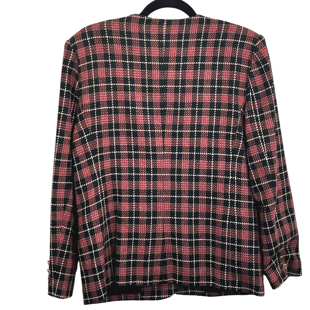 VTG Haberdashery Plaid Womens Suit Red 12P Wool Blend Academia Tartan Plaid - Picture 6 of 12